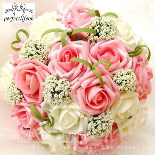 Perfectlifeoh New Arrival Bride Wedding Bouquet Handmade Roses Buque De Noiva Wedding Flowers Bridal Bouquets