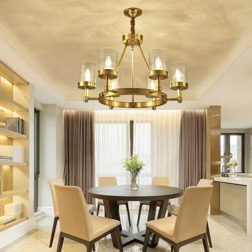 Postmodern chandelier light luxury all copper living room lamp bedroom chandelier atmospheric modern dining room lamp