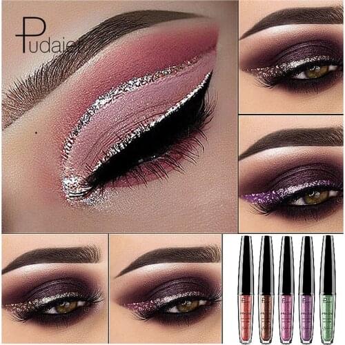 Pudaier Glitter Waterproof Eyeliner Fashion Liquid Eye Liner Eyeshadow Shimmer Eyeliner Women Beauty Cosmetics Makeup Maquiagem
