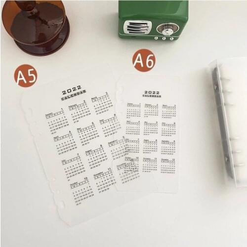 2021 Year Calendar Divider A5 A6 Writing Board Clip Calendar Index Binder Loose Leaf Notebook Planner