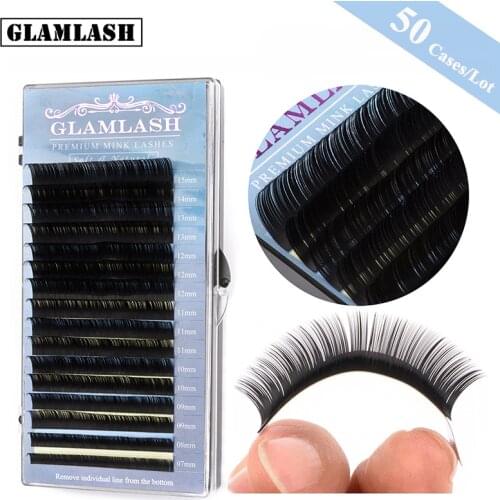 Wholesale 50 Cases 16rows Mink Soft Eyelash Extension 7~15mm Mixed Tray Silk Individual Natural Application-friendly Cilia
