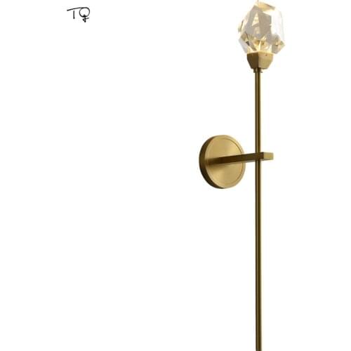 Post-Modern Luxury Copper K9 Crystal Wall Lamp Nordic Designer Background Living Room Decoration Bedroom Bedside Lamp Corridor