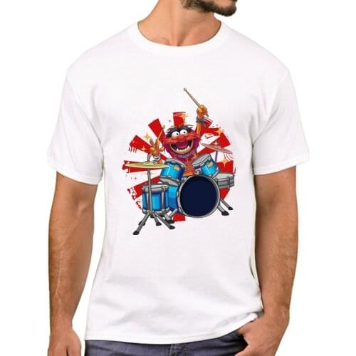 TEEHUB Hipster Funny Red Monster Printed Men T-Shirt Fashion Cookie Monster Play Drum T Shirts Short Sleeve Tshirts Boy Tee