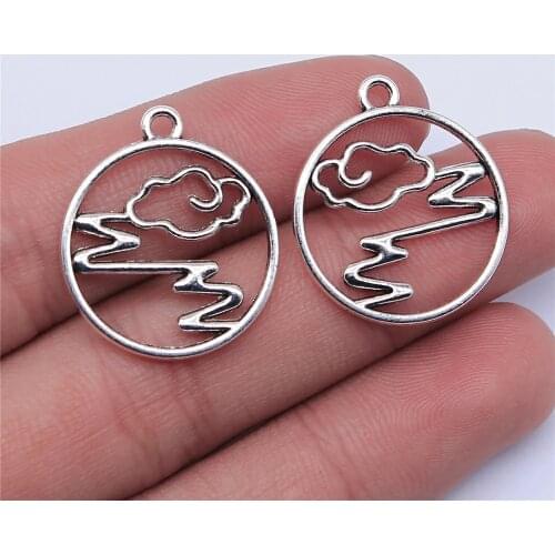WYSIWYG 10pcs 25x22mm Antique Silver Color Round Clouds Charms Pendant For Jewelry Making DIY Jewelry Findings