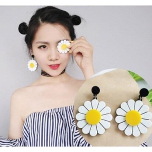 Ladies Fashion Jewelry Flower Chrysanthemum Pendant Earrings 2020 Party European Style Big Sun Flower Earring Earrings Female