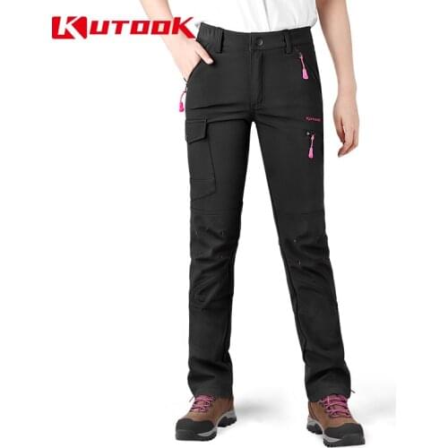 KUTOOK Female Autumn Winter Hiking Pants Riding Motorcycle Cycling Women Trousers Multi-pocket Warm Waterproof Sports Pants