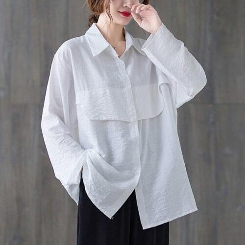 Oversized Women Long Sleeve Casual Shirts New Arrival 2021 Autumn Simple Style Solid Color Loose Comfortable Female Tops B871