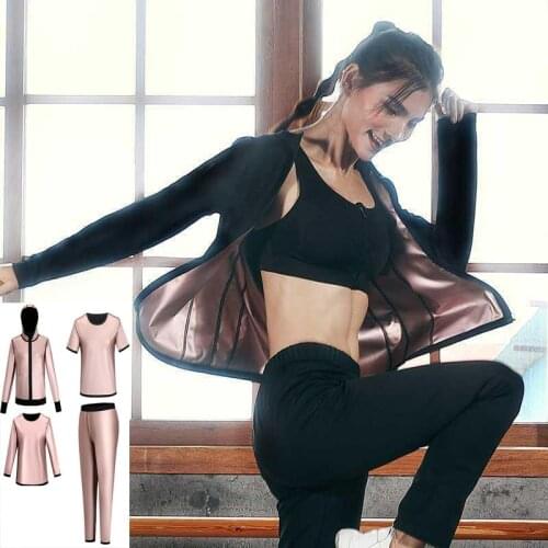 5times Women Lose Weight Sauna Suit Set Girl Burn Belly Fat Compression Suit Slimming Body Shaper Pants and Long Sleeve Jackets