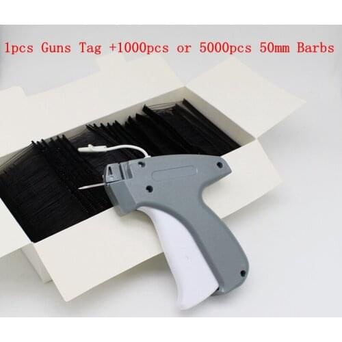 1pcs tag Guns Tagging+1000pcs or 5000pcs 50mm Barbs Needles Machine Set tool, price hanging tag tools Paper hang Tag / swing