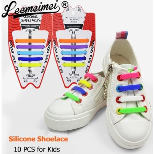 10pcs/set Kids Lazy Elastic No Tie Shoelaces Free Tying Silicone Shoelace Easy Shoe Laces Wholesale