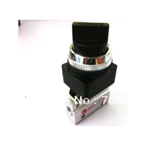 2 Way 2 Position 1/8" Thread Hand Turn Switch Pneumatic Mechanical Valve