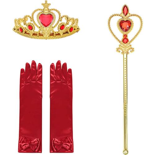 Princess Girls Accessories Set Kids Party Cosplay Queen Magic Wand Tiara Gloves Wig Hair 3pcs