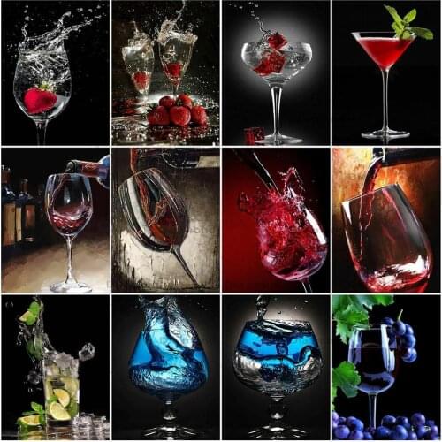 5D Diamond Painting Wine Glass Full Square/Round DIY Diamond Embroidery Red Wine Cup Mosaic Rhinestone Cross Stitch Wall Art