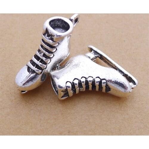 BULK 30 Antique Silver Plated Skate Skating Charms Sports Pendent DIY Jewelry for Bracelet 17*20mm 5.7g