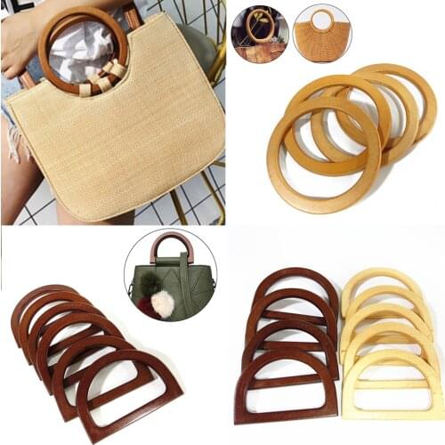 Wooden Circle Handle Bag Round D shape Wood Purse Handle Replacement Ring Soild Handcrafted Bag Accessories DIY Handbag Handle