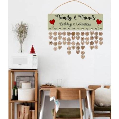 Home Advent Calendars Wood Birthday Reminder Board Birch Plaque Sign Family Friends DIY Hanging Calendar Date Mark Home Decor