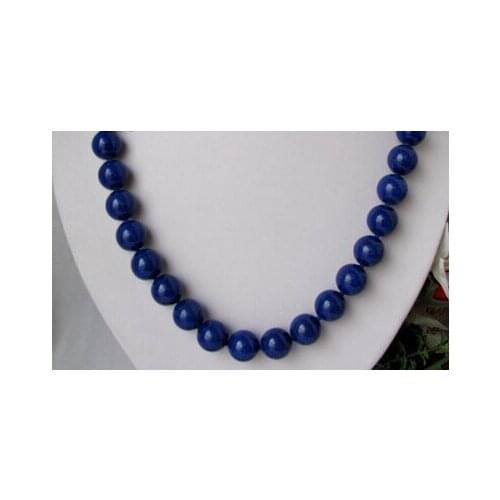 Huij 004239 14mm round blue nature lapis lazuli necklace