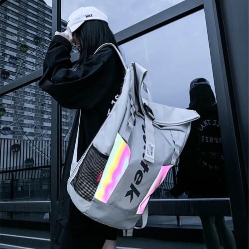 REJS LANGT Fashion Mens Backpack Reflective Design Women Backpacks Cool School Bag for Teenagers Oxford Mochila Travel Bagpack