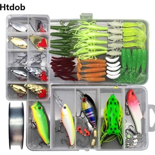 Htdob 15/40/56/180pcs Mixed Fishing Lures Minnow Crankbaits Spoon Bass Baits Wobblers Set Lifelike Fake Fishing Tackle Accessory