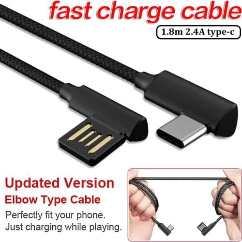 1.2m 3A Type-c Fast Charge Nylon Data Cable Elbow Thread Woven USB Data Cable For Huawei MIUI Samsung Type-c Smart Phone