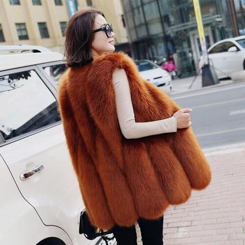 2020 new real natural whole hair fox vest womens long slim slimming fashion generous vest