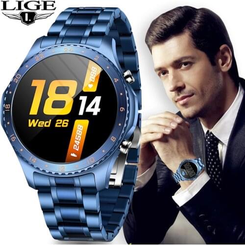 LIGE New Smart Watch Men Sport Body Temperature Heart Rate Monitor For Android IOS Fitness Full Touch Bluetooth Call Smartwatch