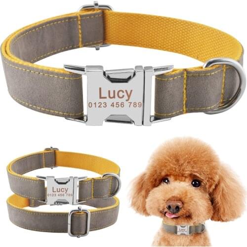AiruiDog Durable Personalized Dog Collar Lint ID Name Tags Dogs Free Engraved XS S M L