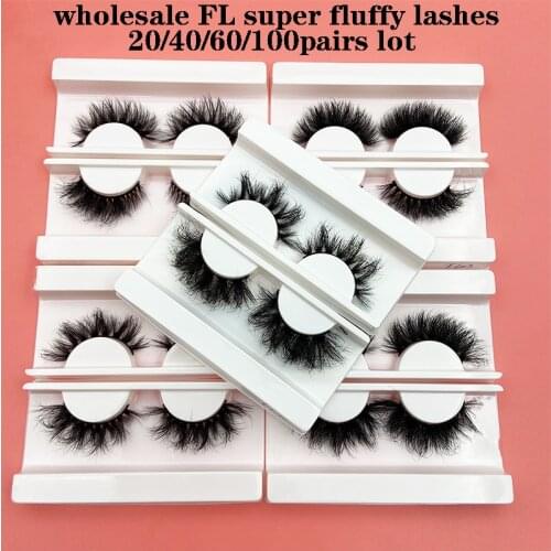 FL Wholesale Fluffy Mink Eyelash 20/40/60/100 Pairs/lot Super Fluffy Wispy Volume Natural False Eyelash Resuable Lashes In Bulk