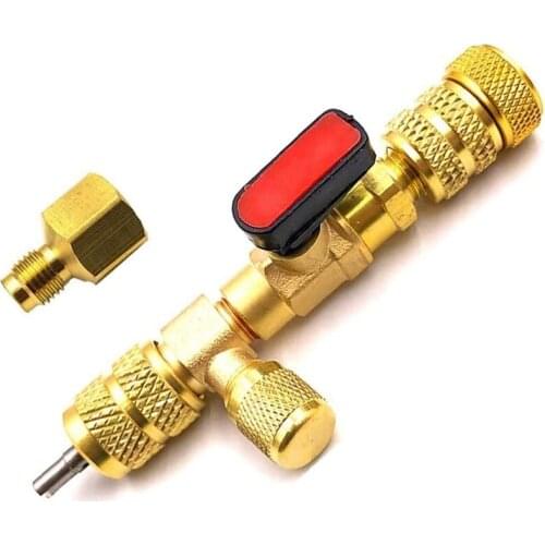 HVAC AC Valve Core Remover Dual Size 5/16 Inch 1/4 Inch Port Installer Tool For Car Automobile