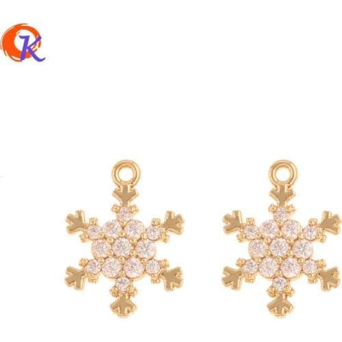 Cordial Design 20Pcs 12*16MM Jewelry Accessories/DIY Making/CZ Charms/Genuine Gold Plating/Snowflake/Hand Made/Earring Findings