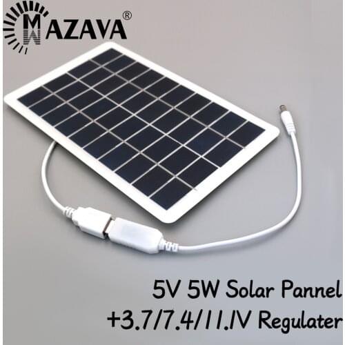 5V 5W 1000mA Solar Panel 18650 Output 3.7V 7.4V 11.1V Solar Controller Outdoor Battery Charger USB Female 1A Charge Regulators
