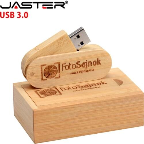 JASTER free logo Wooden USB3.0 + box pen drive 4GB 8G 16G 32GB USB Flash Drive photography wedding gifts 64 GB flash drive