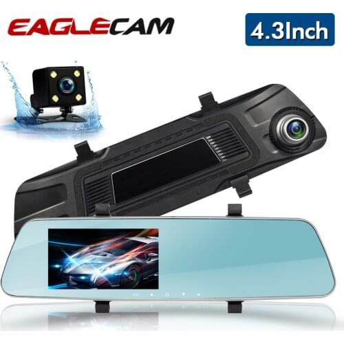 4.3 Inch Full HD 1080P Dash Cam Car Mirror DVR Dual Lens Two Camera Dvrs Rear View Video Auto Recorder Registrar Night Version