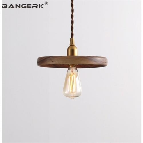 Japanese Copper Wood Pendant Light Edison Industrial Vintage Hanging Lamp Pendant Lighting Home Deco Loft Lights Fixtures