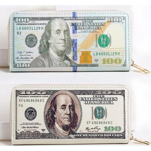 Lady Purses Dollar Pattern Women Wallets Cards Holder Zipper Hasp Handbags Moneybag Coin Purse Wallet Billfold Dropshipping