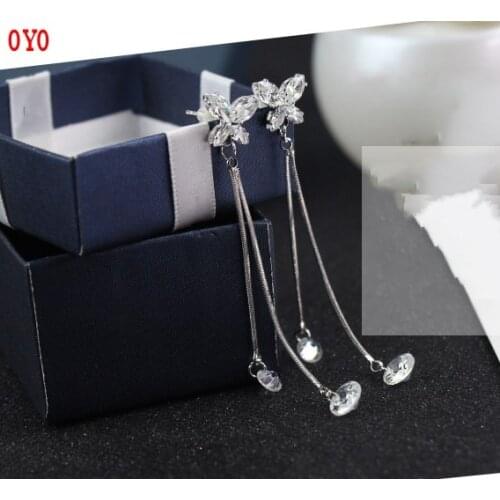 S925 silver needle butterfly earrings female wild personality super fairy zircon earrings