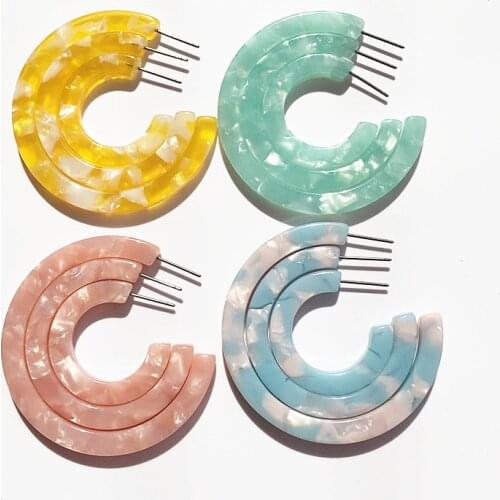 UJBOX Top Quality Green Acetate Earrings For Women Wedding Prom Acetic Acid Hoop Earrings Jewelry Accessories Gift