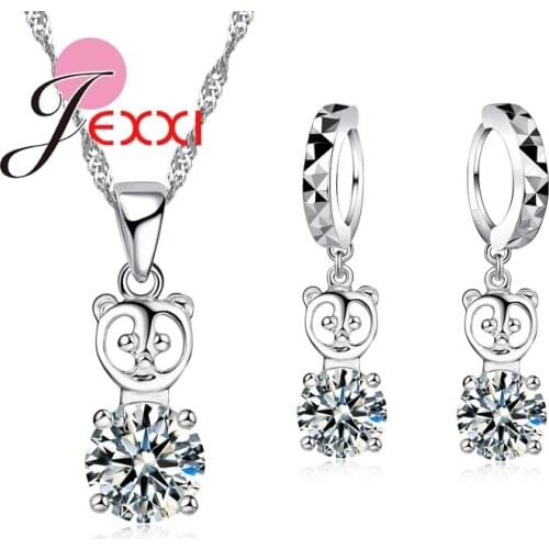 New Arrival Party Accessories Girls Cartoon 925 Sterling Silver Necklace/Earring for Women Cubic Zircon Jewelry Sets