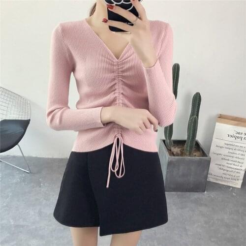 Sweater Women 2018 Fashion Autumn Winter Clothes Women V-Neck Knitted Sweater Coat Pullover Long Sleeve Women Sweater Pull Femme