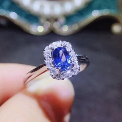 Per jewelry Natural blue sapphire ring Free shipping 925 sterling silver 0.6ct gemstone Fine jewelry J8123106
