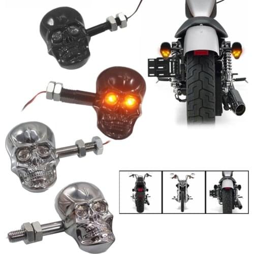 1Pair Personalized Motorcycle Accessories Refit Punk Skull Shape Turn Signal Lights Indicators for Motorbike conspicuous durable