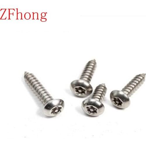 100pcs/lot ST4.2*10/13/16/19/25 Stainless Steel Security Six-Lobe Round head self tapping screw, SUS 304 torx screw