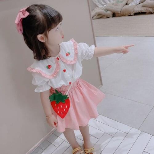 2020 Baby Girl Summer Clothing Set Fashion Strawberry Girls Toddlers Suits Kids Children Princess Clothes Sets