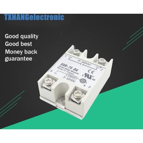 24V-380V 75A 250V SSR-75 DA Solid State Relay Module 3-32V DC To AC diy electronics