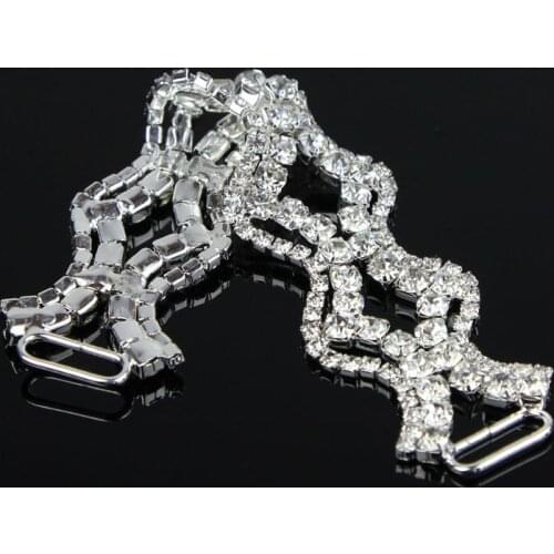 30 Pcs Clear Crystal Rhinestone Bikini Connectors Buckle Chain For Swimming Wear Competion Suits Bikini Decoration 12.6x2.4cm