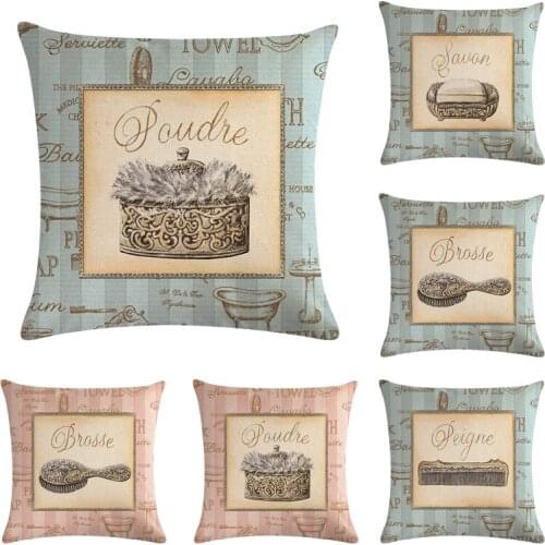 45*45cm Cartoon Comb Set Pattern Cotton Linen Throw Pillow Cushion Cover Home Decoration Sofa Bed Decor Decorative Pillowcase