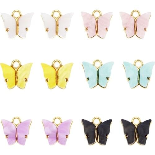 6pcs Butterfly Charms Lovely DIY Animal Pendant Enamel Charms Butterfly Pendant DIY Popular Metal Necklace Earrings Accessories