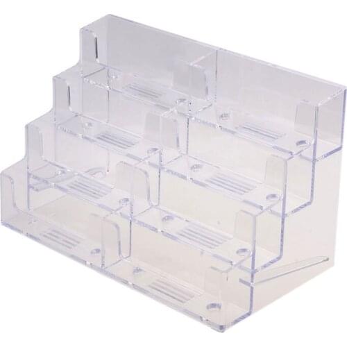 8 Pocket Desktop Clear Acrylic Business Card Holder Display Stand Tool Office School Supplies Card Organizer Holder