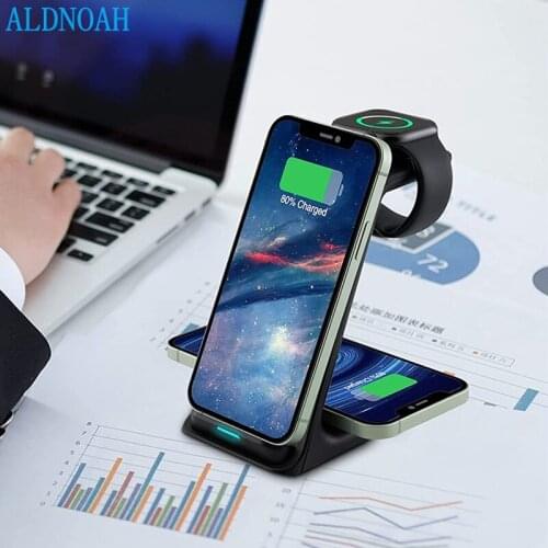 15W Qi Fast Wireless Charger Stand For iPhone 13 12 Pro Max 11 XR 8 Apple Watch 7 6 5 4 Airpods Pro 3 in 1 Charging Dock Station