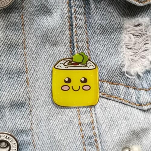 Japanese Cuisine Sushi Lunch Roll Salmon Brooch Acrylic Pin Jeans Backpack Bag Reflective Pin Badge Fashion Childrens Gift